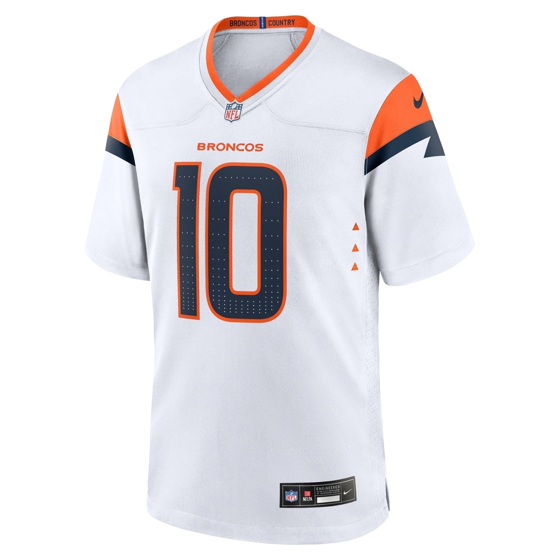 Bo Nix Denver Broncos Game Jersey - White football jersey product view 2