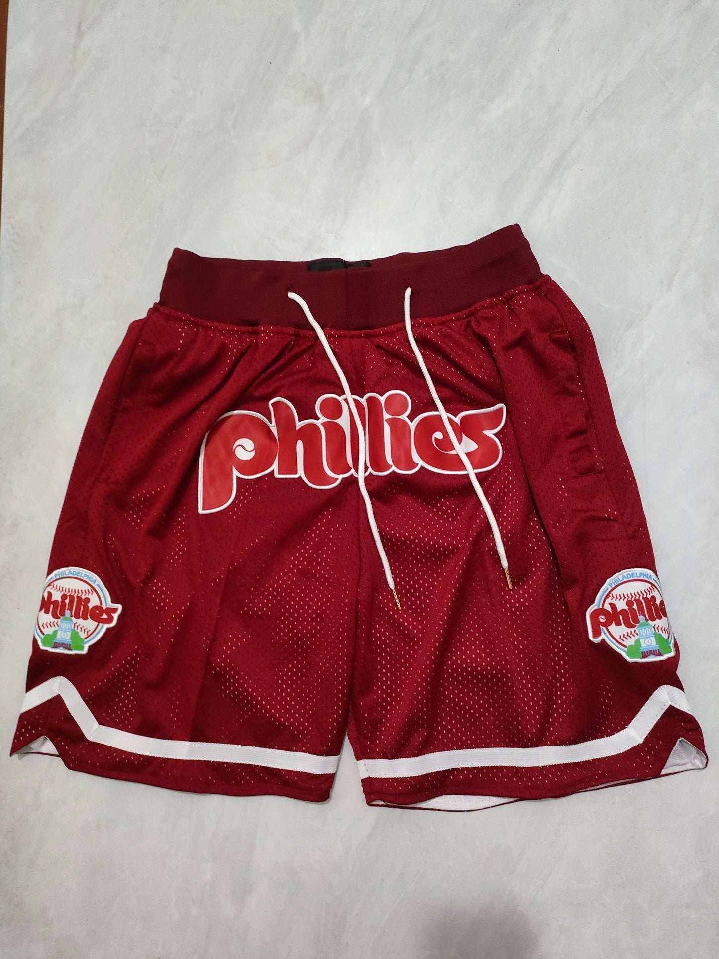 JUST DON Philadelphia Phillies Wine Red Pocket Shorts baseball jersey product view 1
