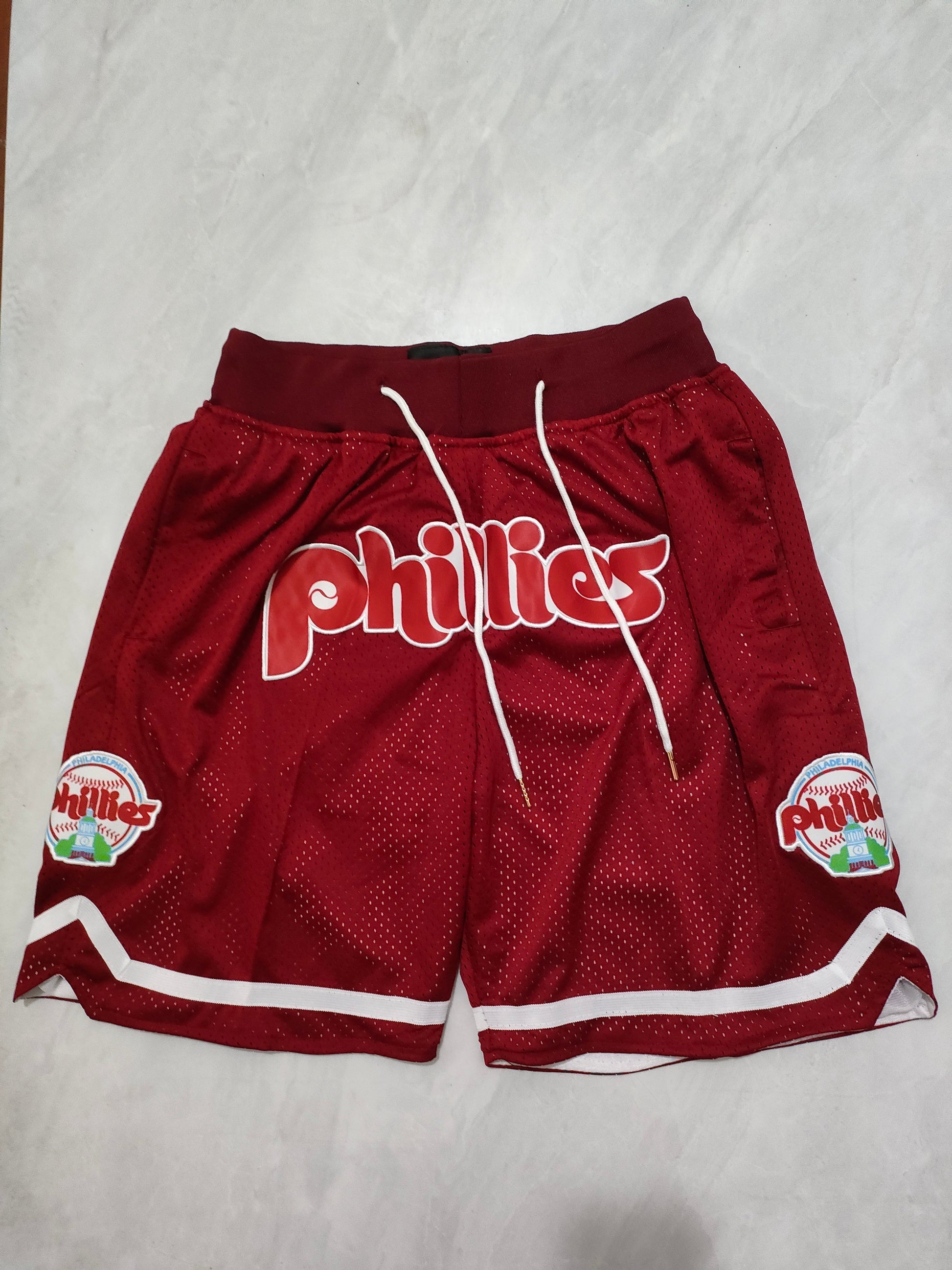 JUST DON Philadelphia Phillies Wine Red Pocket Shorts baseball jersey product view 1