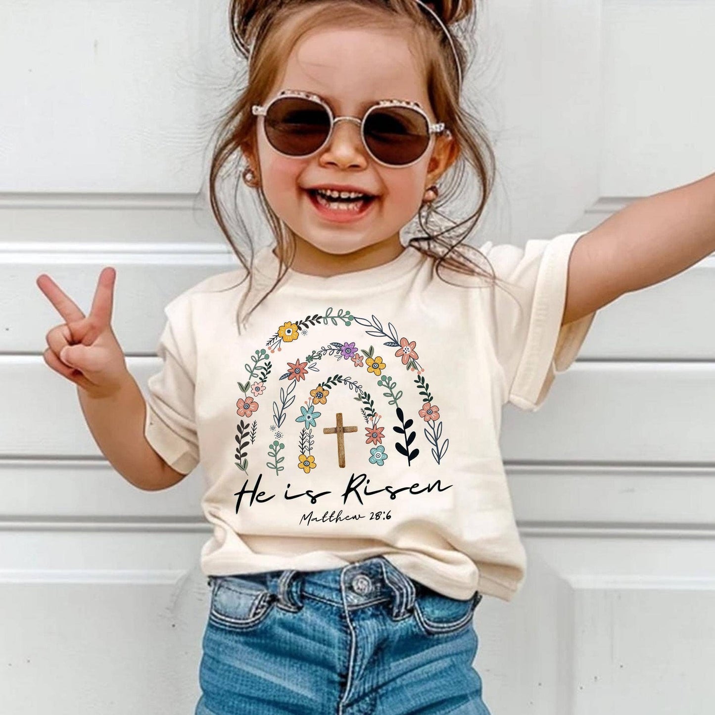 Easter Jesus Rainbow Shirt For Girls - He Is Risen Unisex T-shirt, Sweatshirt, Hoodie, Long Sleeve Tee - T-Shirt, Sweatshirt, Hoodie