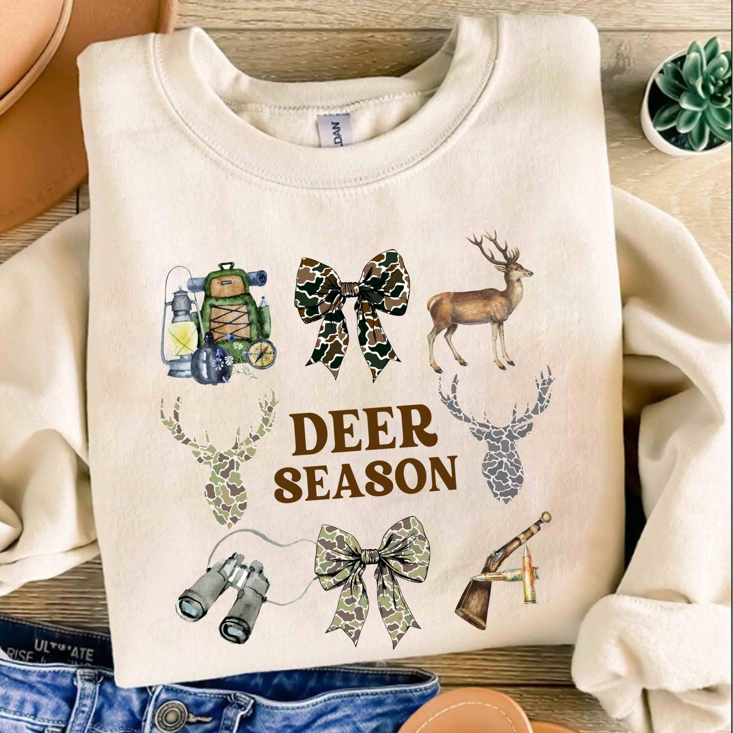 Deer Season Hunting Sweatshirt - Girly Camouflage Style Unisex T-shirt, Sweatshirt, Hoodie, Long Sleeve Tee - T-Shirt, Sweatshirt, Hoodie