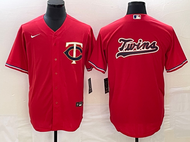 Men's Minnesota Twins Red Alternate Replica Team Logo Jersey baseball jersey product view 1