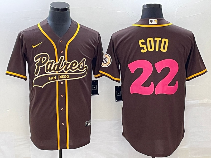 Men's San Diego Padres Juan Soto Brown Replica Player Jersey Joint Edition baseball jersey product view 1