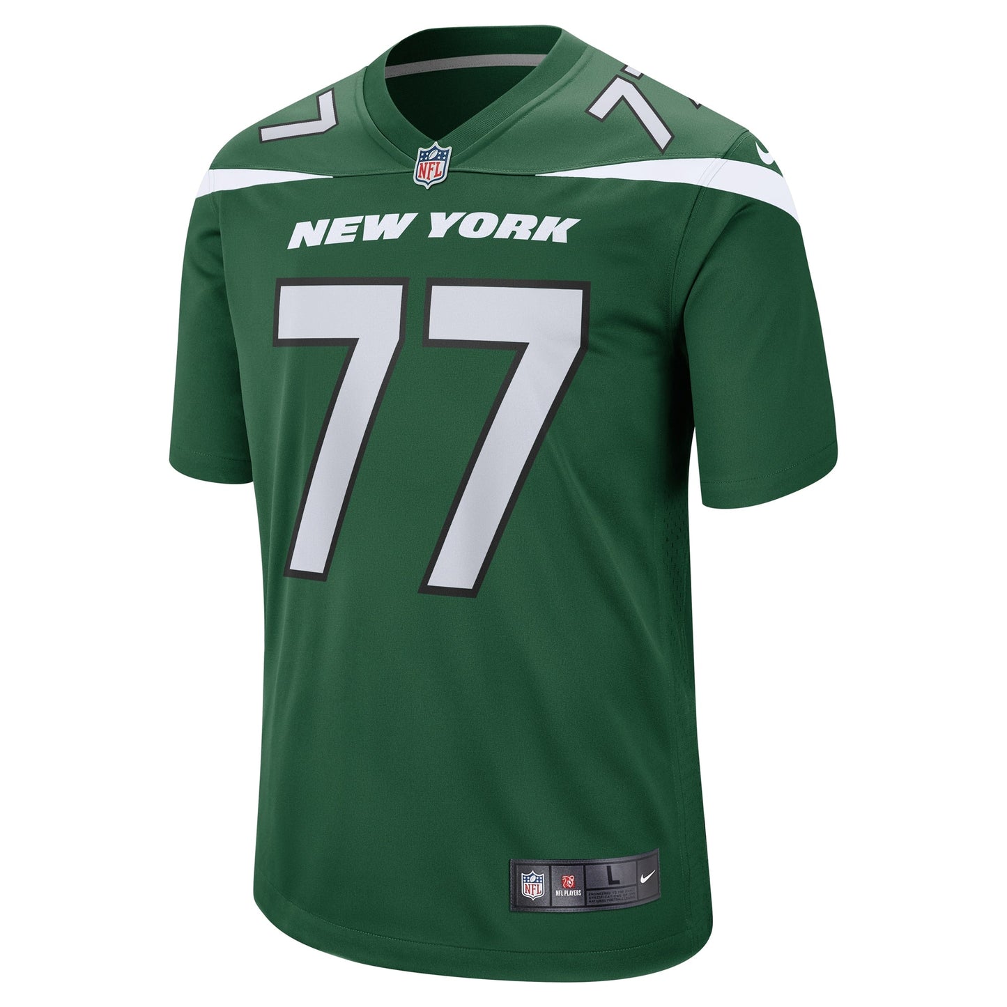 Mekhi Becton New York Jets Game Jersey - Gotham Green football jersey product view 2