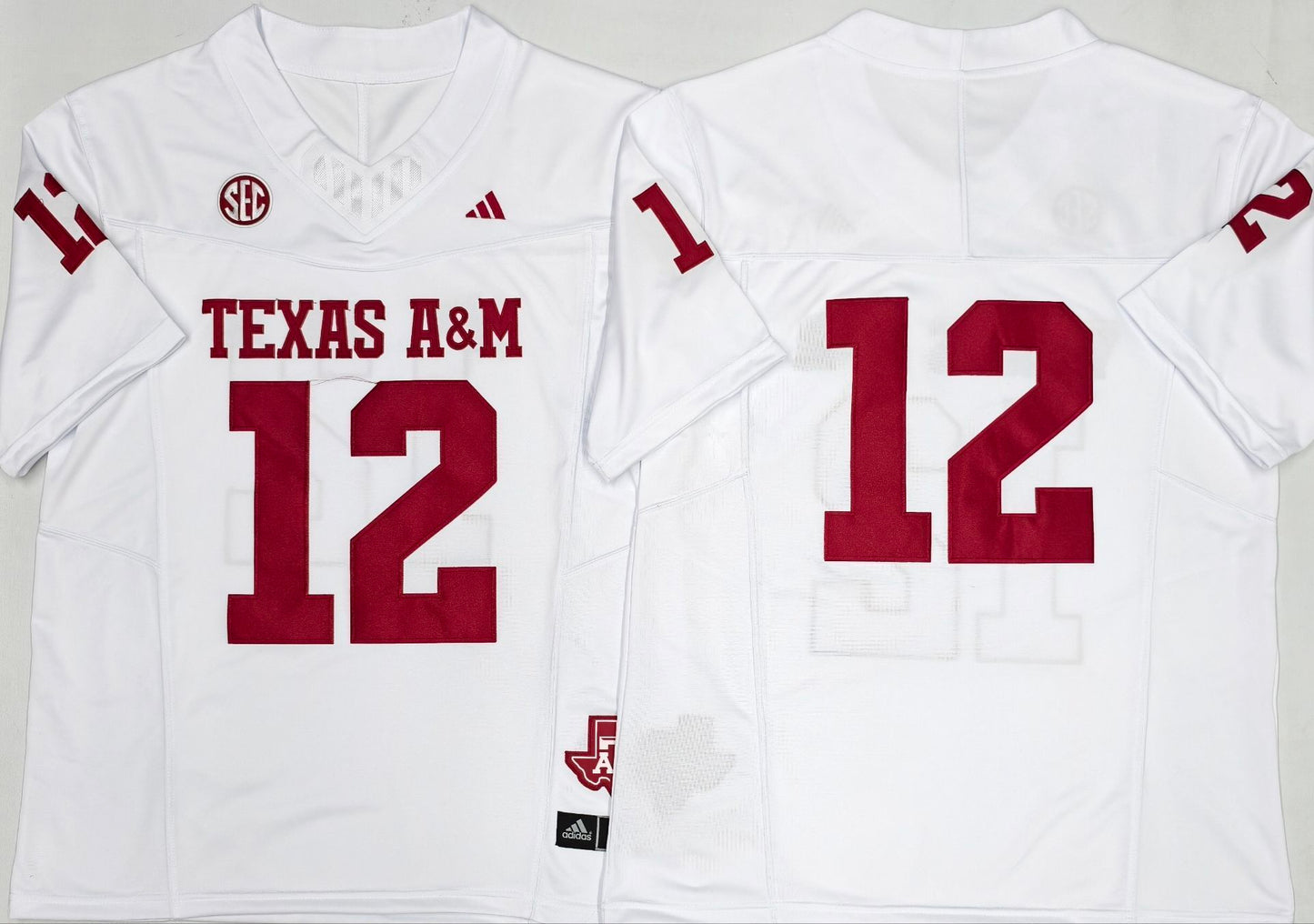 Men's Texas A&M Aggies #12 White Player Blank Jersey sports jersey product view 1
