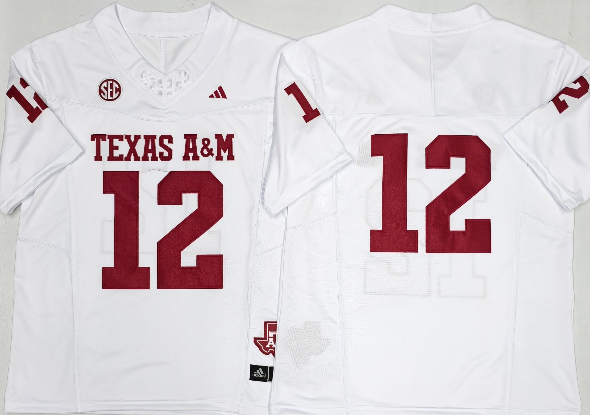 Men's Texas A&M Aggies #12 White Player Blank Jersey sports jersey product view 1