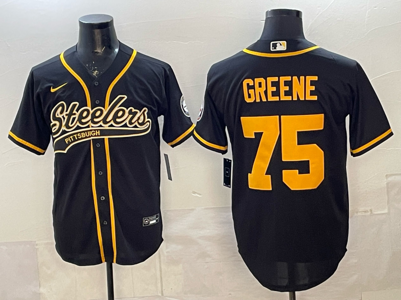 Men's Pittsburgh Steelers Joe Greene #75 Black Player Jersey football jersey product view 1