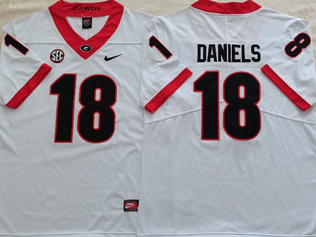 Men's Georgia Bulldogs JT Daniels White Player Game Jersey sports jersey product view 1