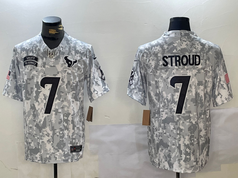 Men's Houston Texans C.J. Stroud #7 Arctic Camo 2024 Salute to Service Limited Jersey1 football jersey product view 1