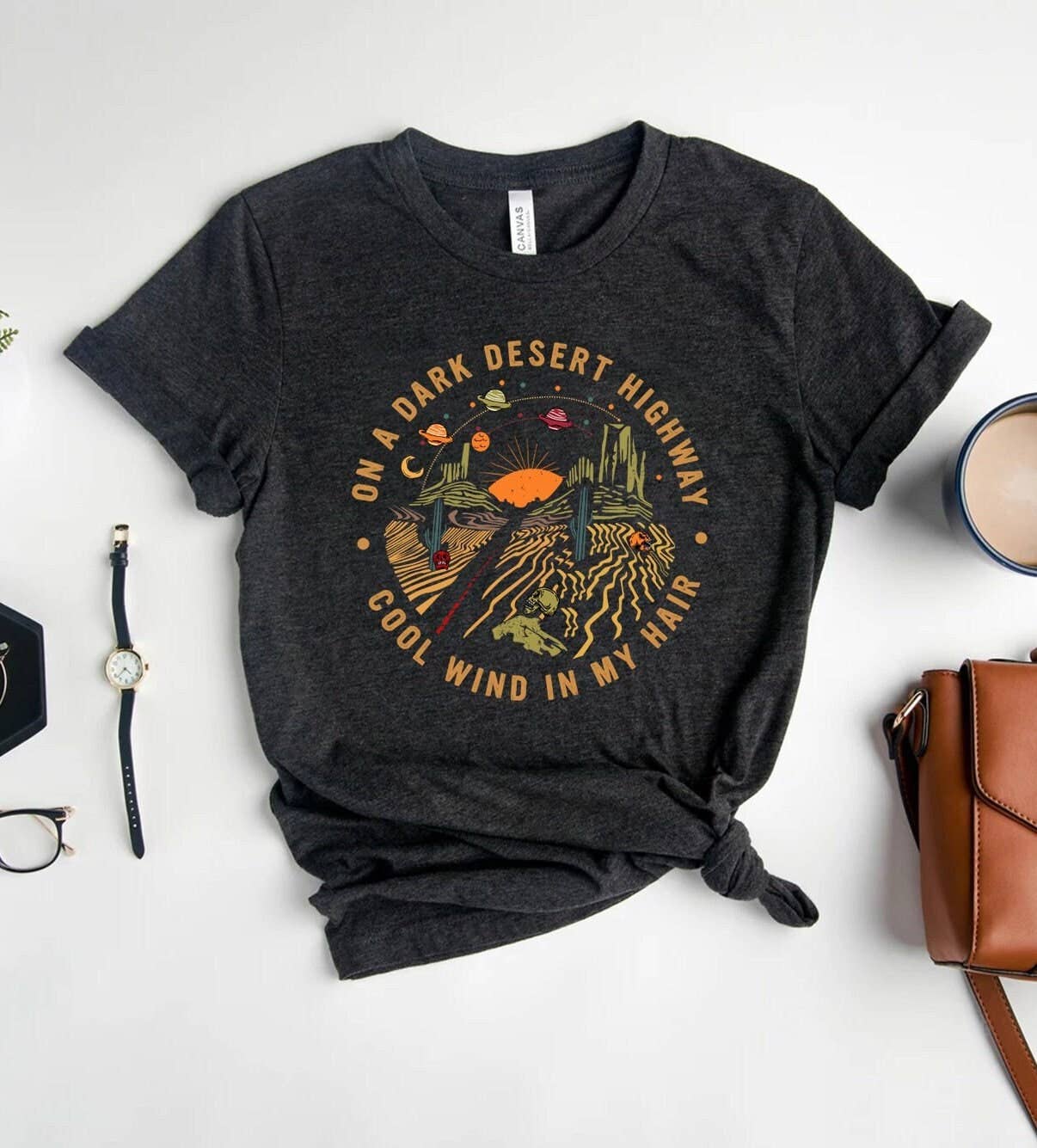 On A Dark Desert Highway Adventure Tee Explore Nature Unisex T-shirt, Sweatshirt, Hoodie, Long Sleeve Tee - T-Shirt, Sweatshirt, Hoodie