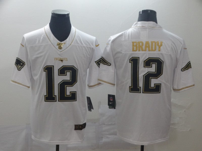 Men's New England Patriots Tom Brady #12 White Game Player Jersey1 football jersey product view 1