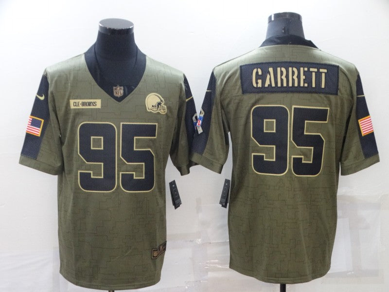 Men's Cleveland Browns Myles Garrett Olive Game Player Jersey football jersey product view 1