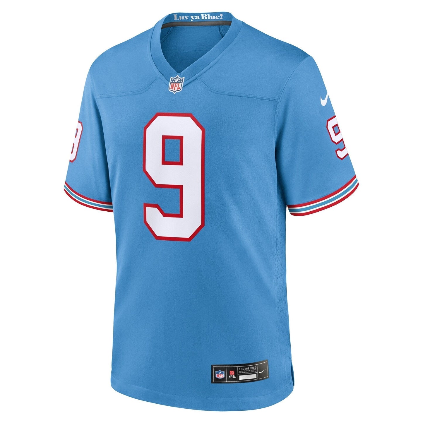 Steve McNair Tennessee Titans Oilers Throwback Retired Game Jersey - Light Blue football jersey product view 2
