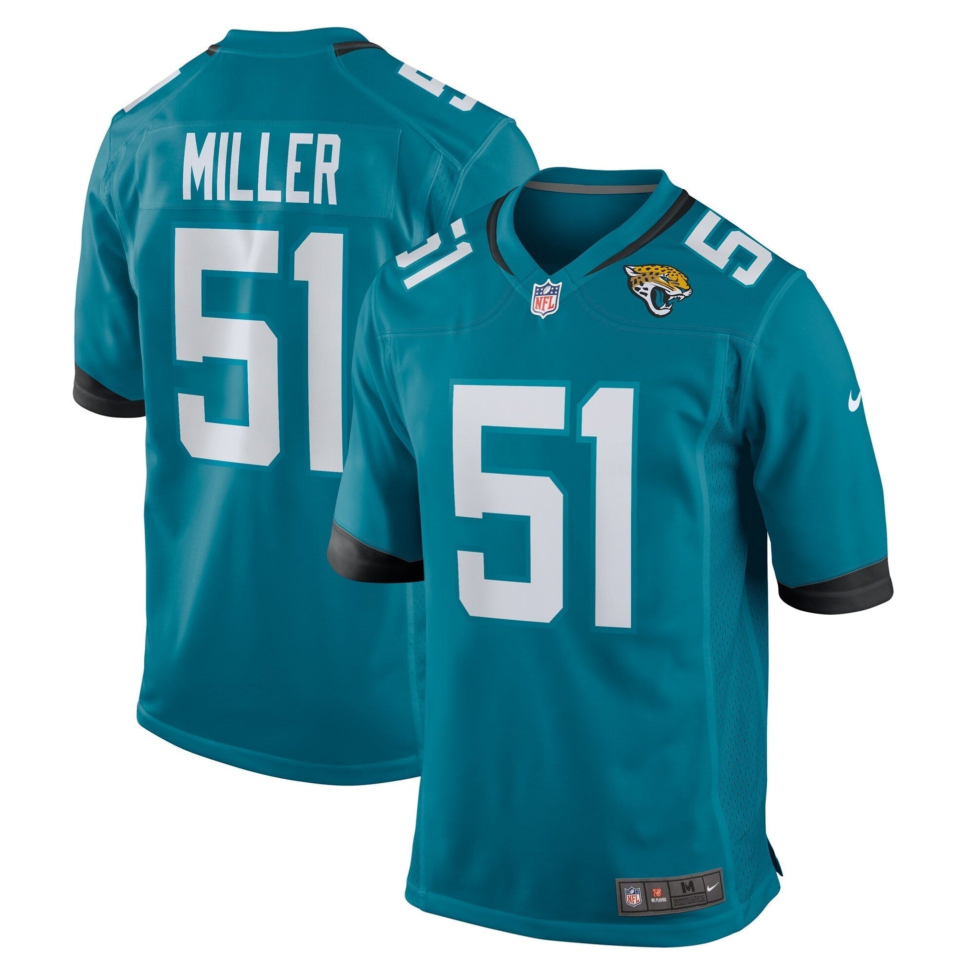 Jacksonville Jaguars Ventrell Miller Teal Game Jersey football jersey product view 1