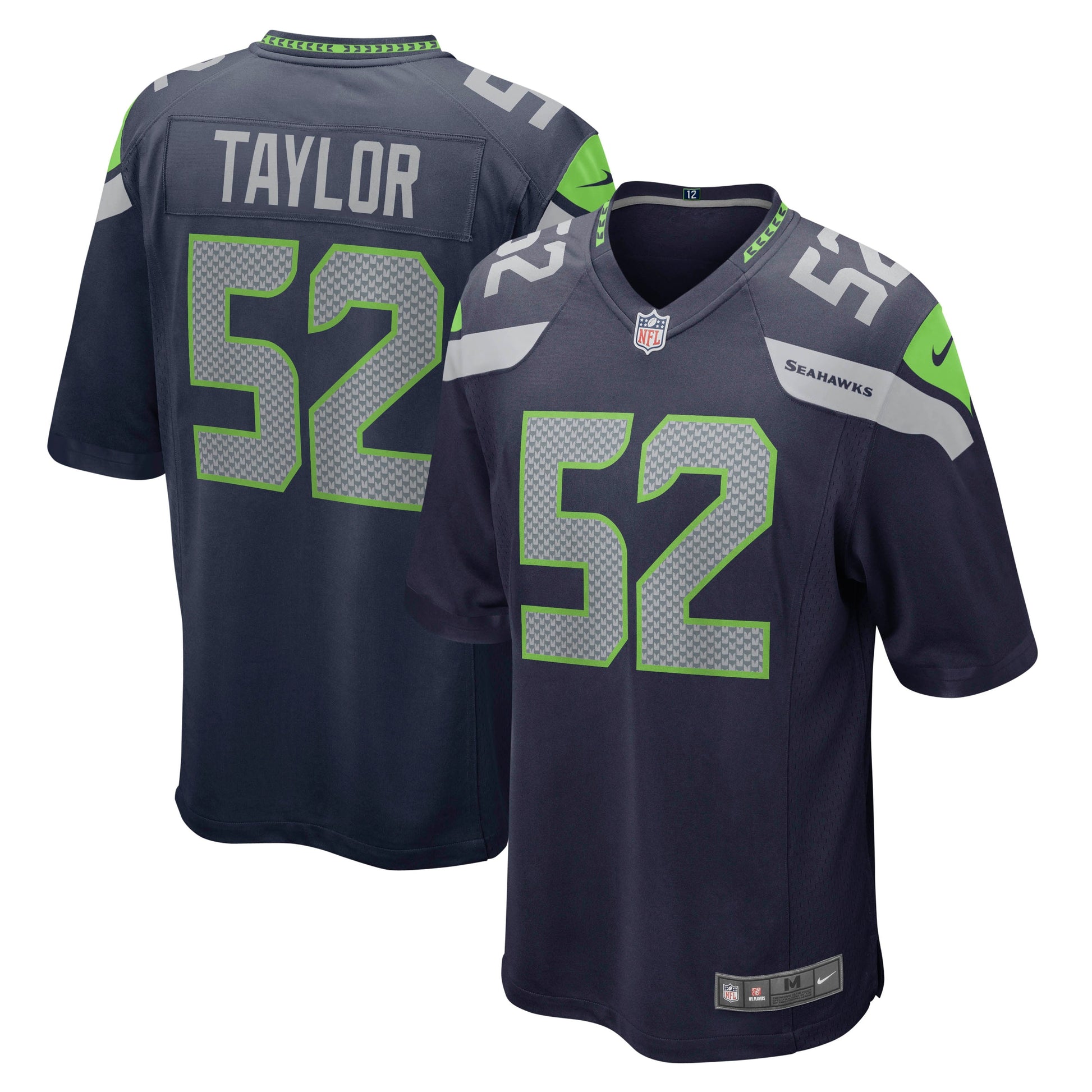 Darrell Taylor Seattle Seahawks Game Jersey - College Navy football jersey product view 1