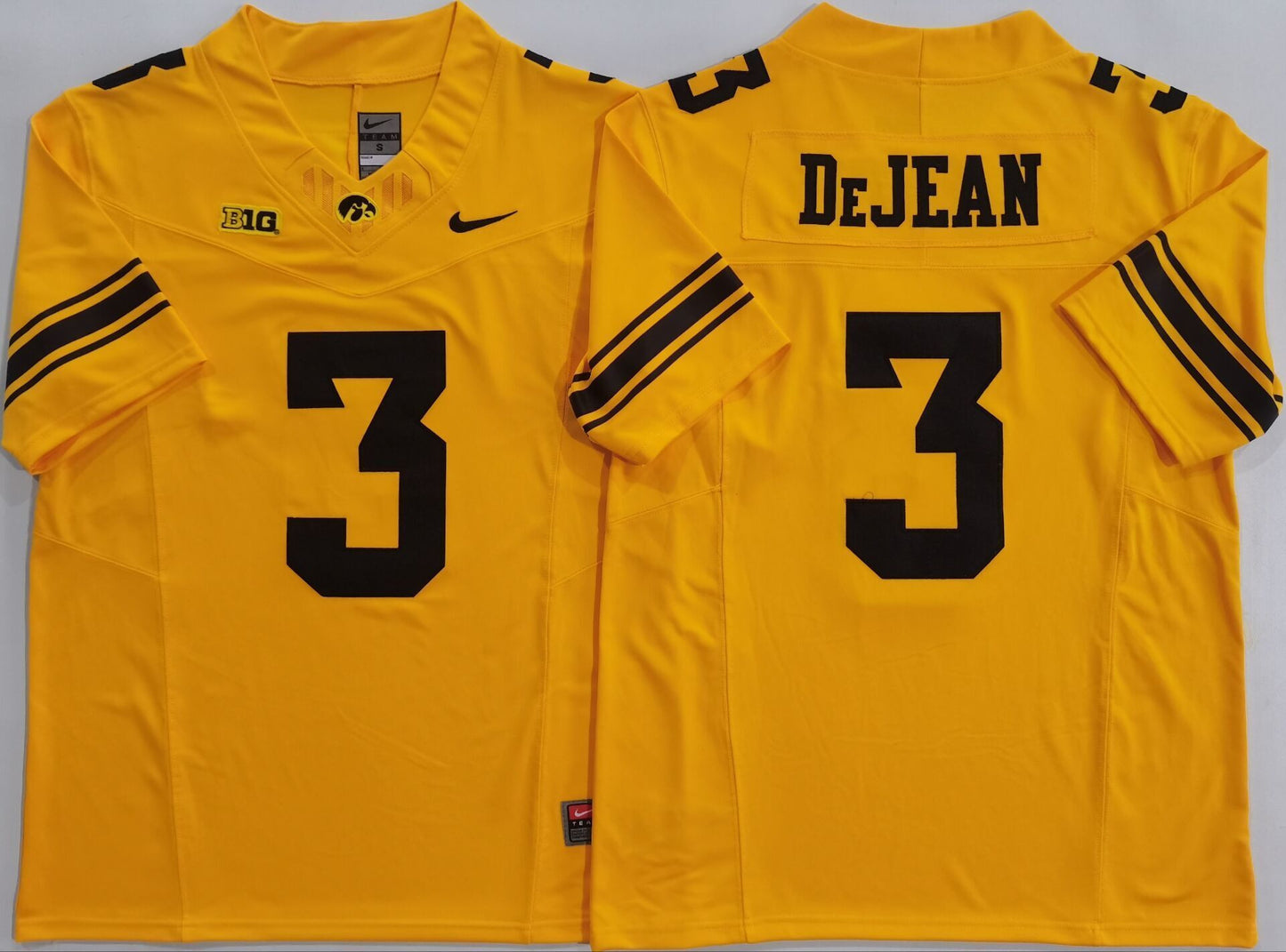 Men's Iowa Hawkeyes Cooper DeJean #3 Yellow Player Jersey sports jersey product view 1