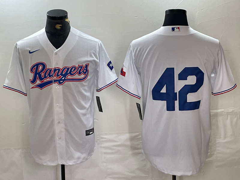 Men's Texas Rangers White 2024 Jackie Robinson Day Home Limited Jersey baseball jersey product view 1