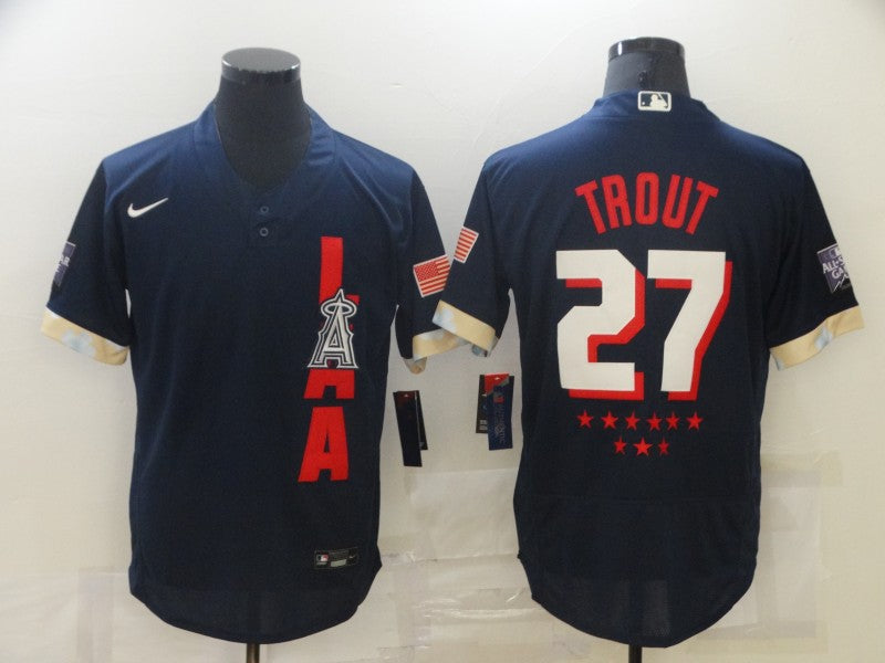 Men's Los Angeles Angels Mike Trout ALL STAR Navy Jersey baseball jersey product view 1