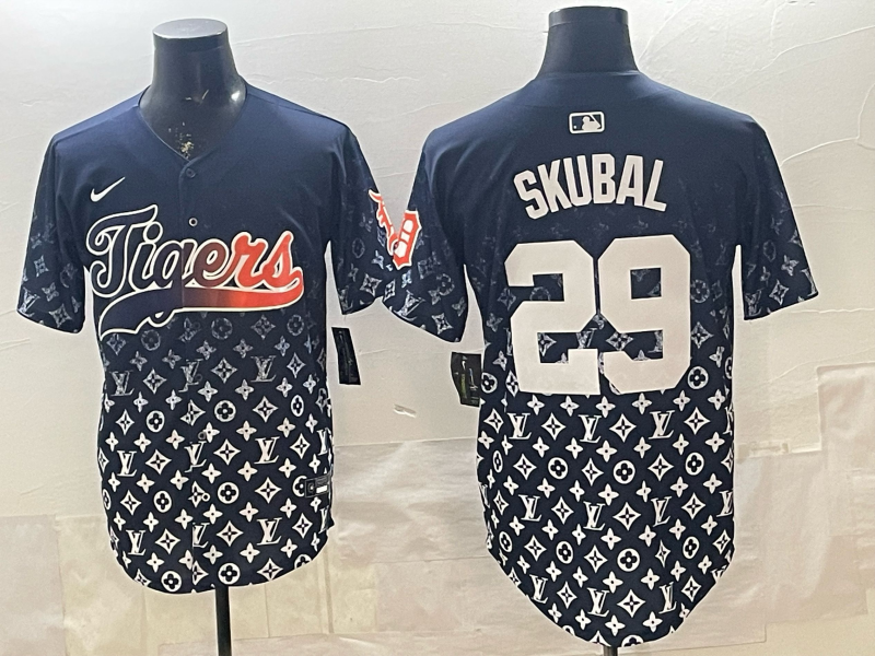Men's Detroit Tigers Tarik Skubal #29 Navy Game Player Jersey baseball jersey product view 1