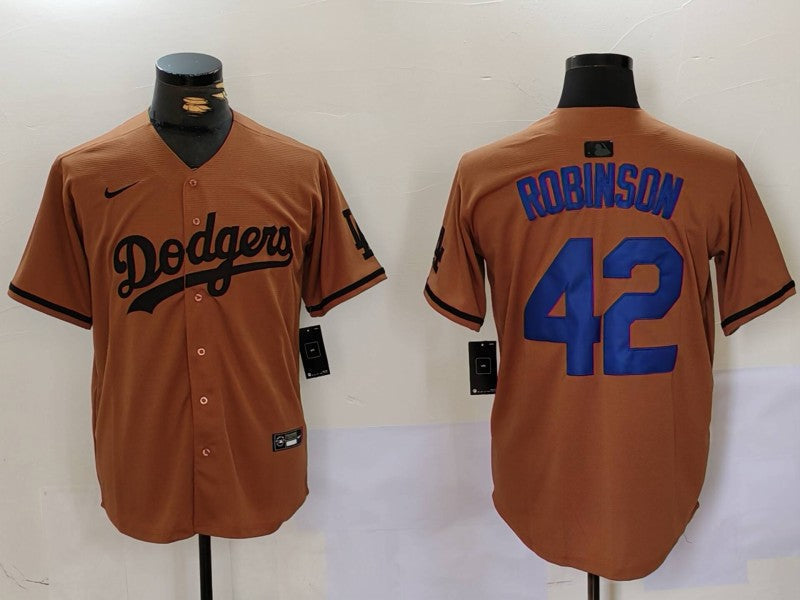 Men's Los Angeles Dodgers Jackie Robinson Brown Game Player Jersey baseball jersey product view 1