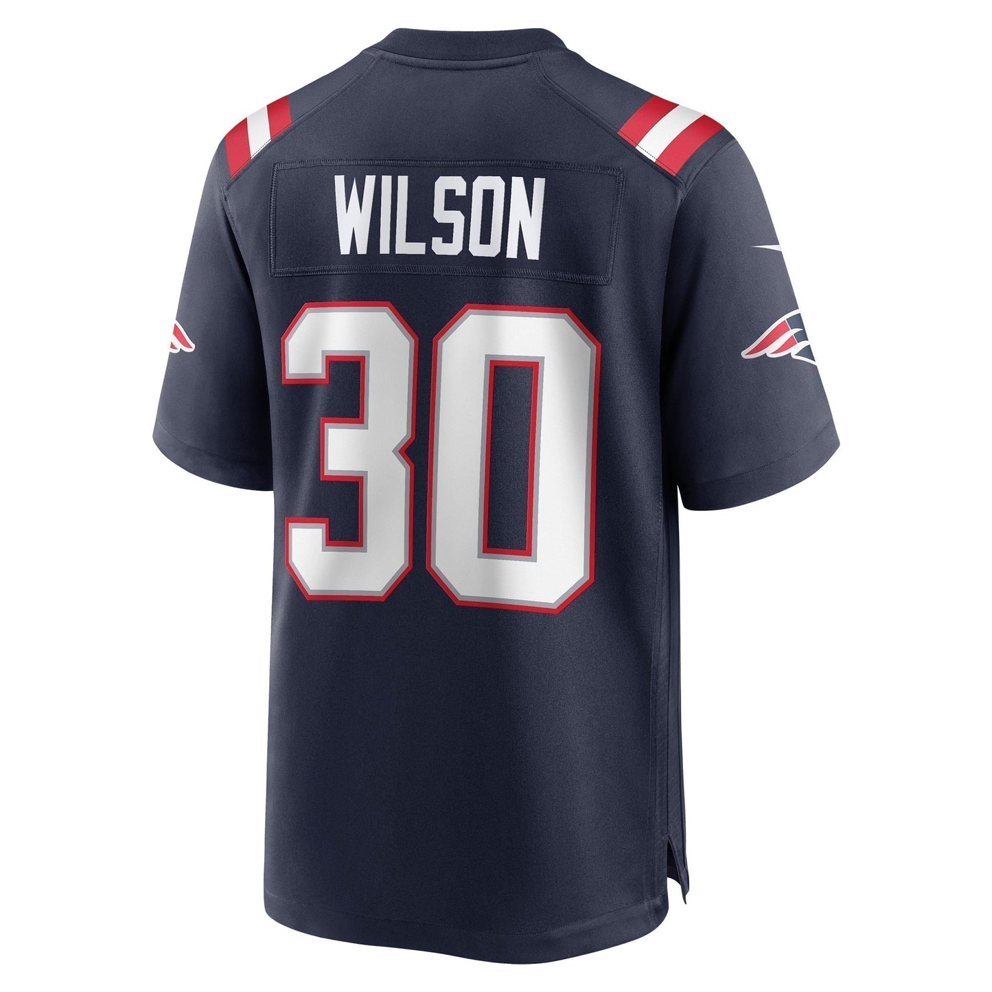 Mack Wilson New England Patriots Game Jersey - Navy football jersey product view 3