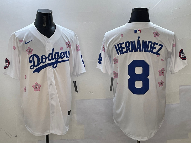 Men's Los Angeles Dodgers Enrique Hernandez White Alternate Replica Player Jersey baseball jersey product view 1