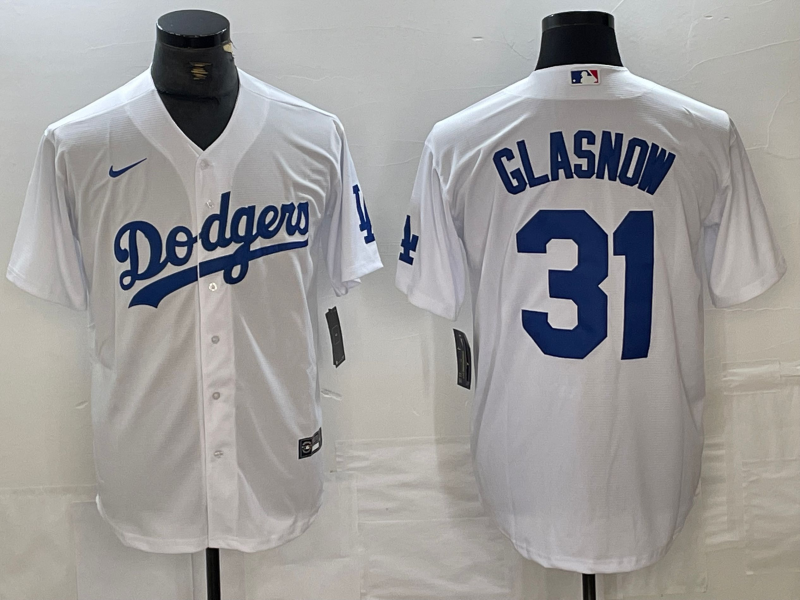 Men's Los Angeles Dodgers Tyler Glasnow White Replica Player Jersey baseball jersey product view 1