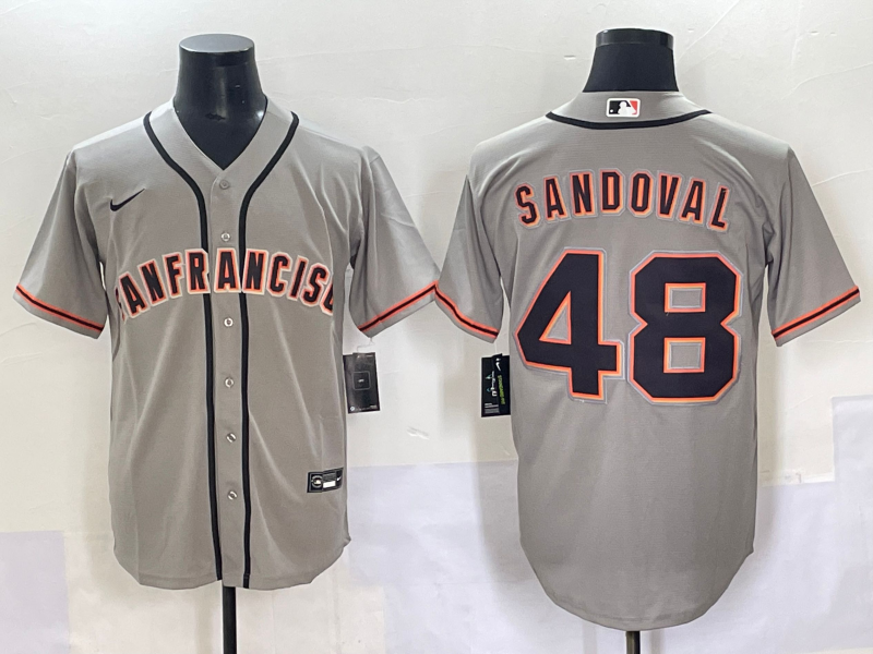 Men's San Francisco Giants Pablo Sandoval Gray Replica Player Jersey baseball jersey product view 1