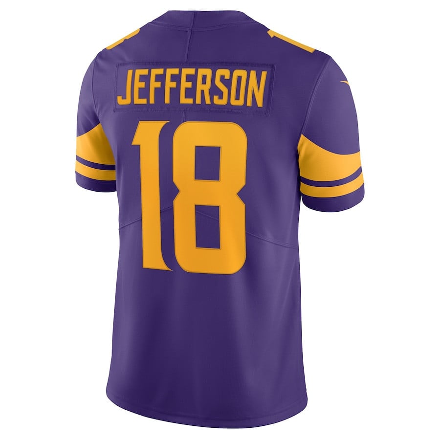 Justin Jefferson 18 Minnesota Vikings Alternate Vapor Limited Jersey - Purple football jersey product view 3