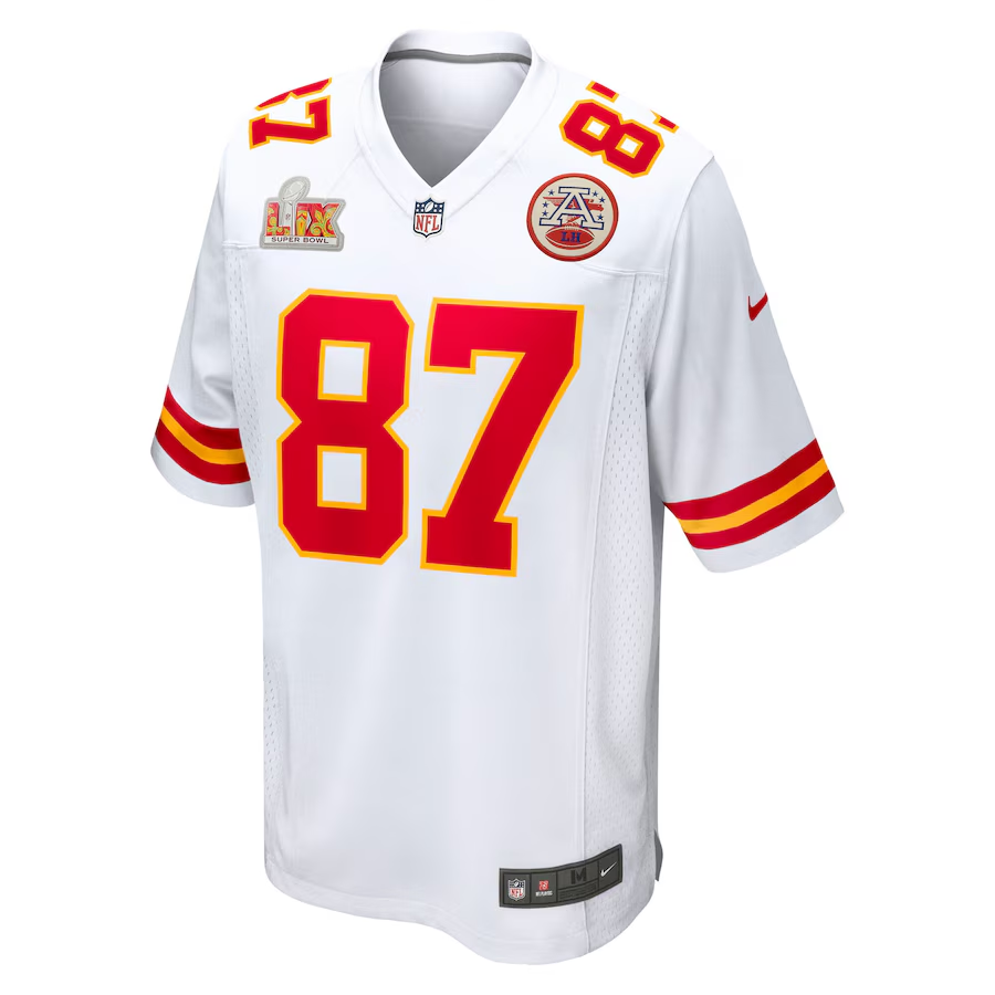 Men's Kansas City Chiefs Travis Kelce White Super Bowl LIX Game Jersey football jersey product view 2