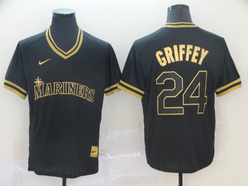 Men's Seattle Mariners Ken Griffey Jr. #24 Black Replica Player Jersey baseball jersey product view 1