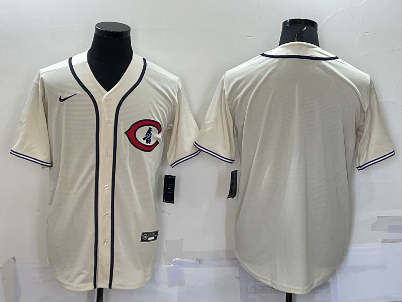 Men's Chicago Cubs1 Beige Blank Replica Jersey baseball jersey product view 1