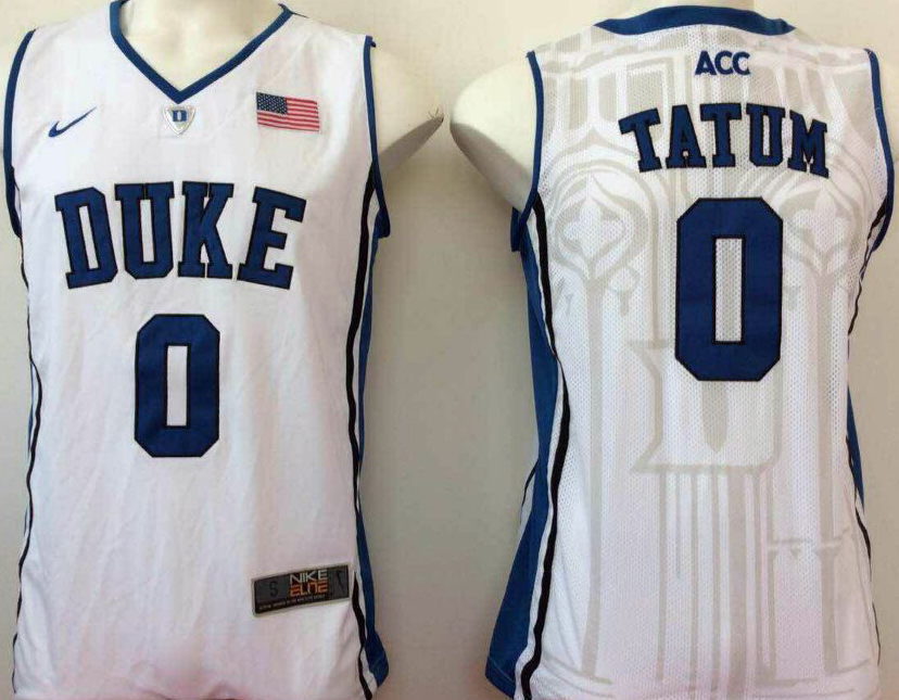 Men's Duke Blue Devils Jayson Tatum #0 White Player Jersey sports jersey product view 1