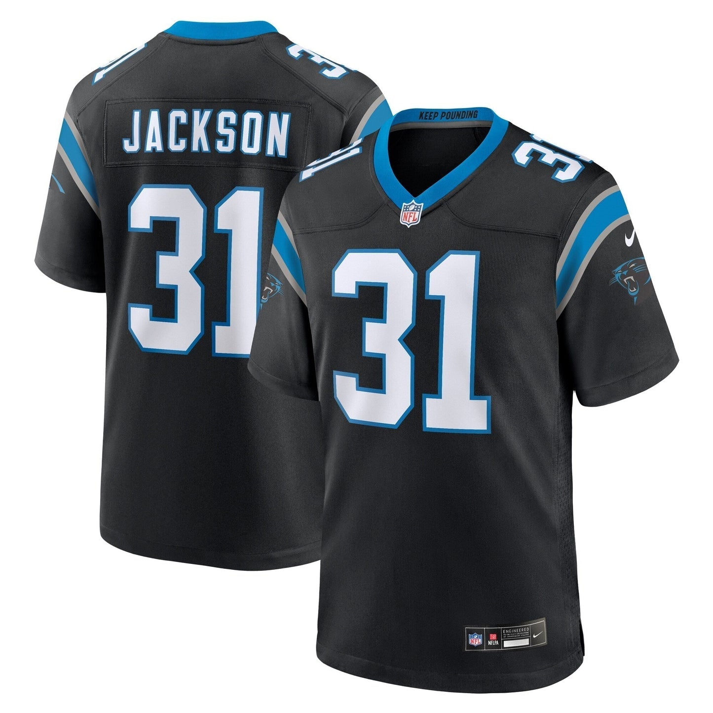 Lamar Jackson Carolina Panthers Game Jersey - Black football jersey product view 1