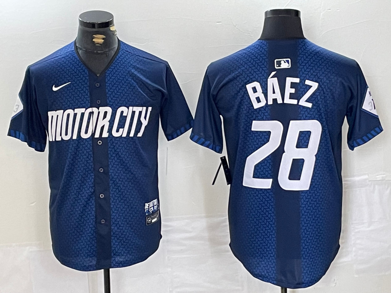 Men's Detroit Tigers Javier Baez Navy 2024 City Connect Limited Player Jersey baseball jersey product view 1