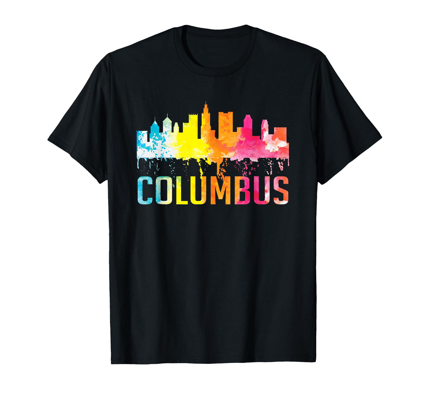 Columbus Ohio Watercolor City Skyline T-Shirt - Minimalist Print Men Women - T-Shirt, Sweatshirt, Hoodie