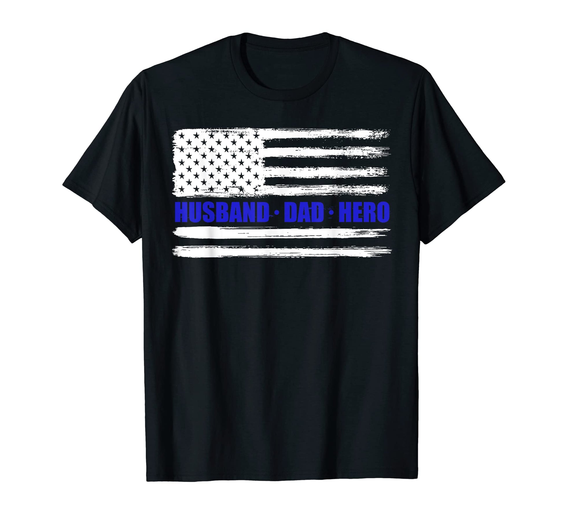 Husband Dad Hero Thin Blue Line Flag T-Shirt - Minimalist Print Unisex - T-Shirt, Sweatshirt, Hoodie