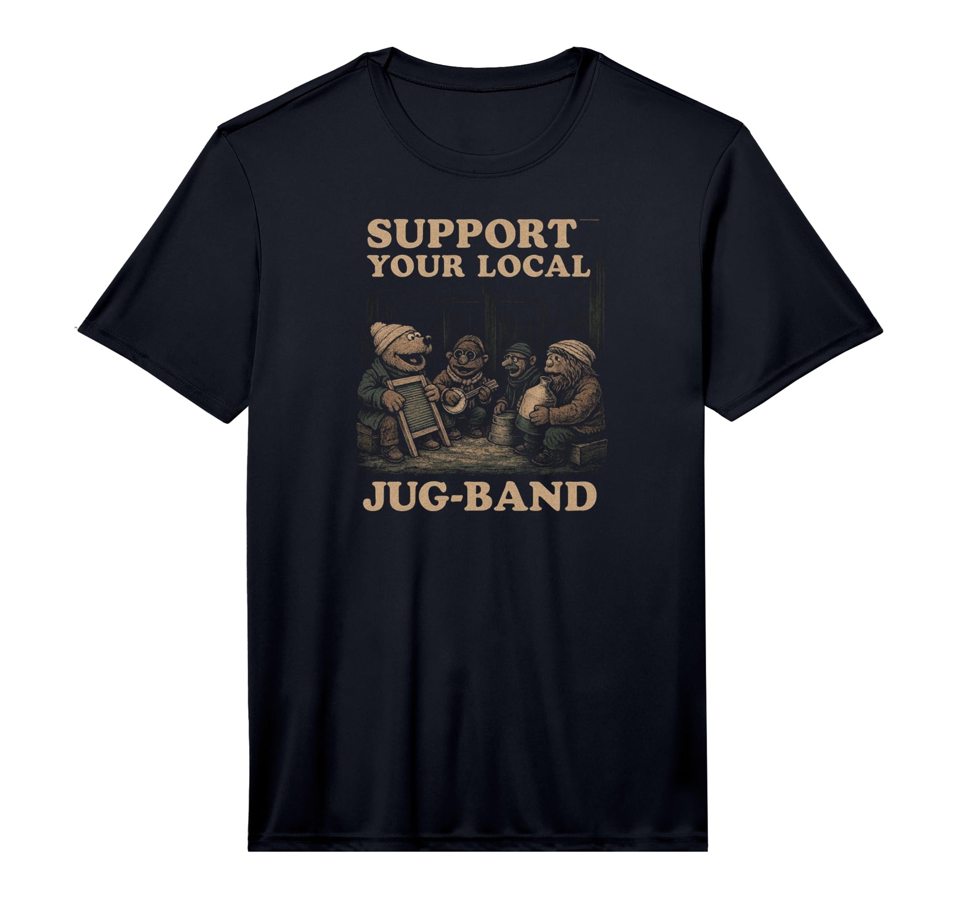 Mens Support Your Local Jug Band Music T-Shirt - Graphic Print Unisex - T-Shirt, Sweatshirt, Hoodie