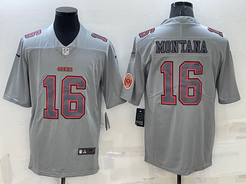 Men's San Francisco 49ers Joe Montana #16 Gray Atmosphere Game Jersey1 football jersey product view 1