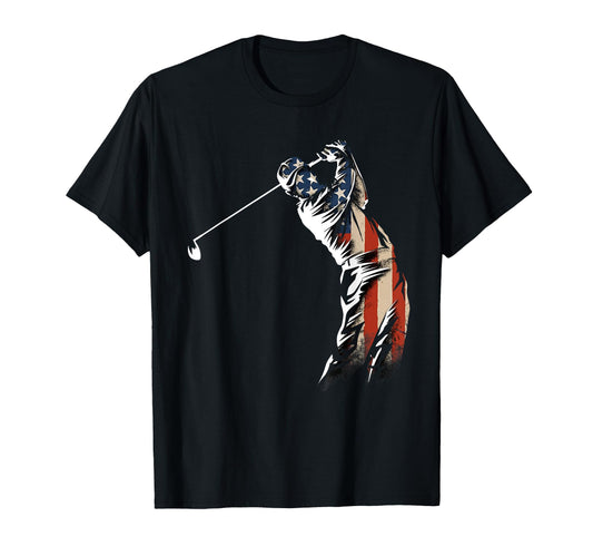 American Flag Golf Golfer Funny Golfing T-Shirt - Unique Graphic Unisex - T-Shirt, Sweatshirt, Hoodie