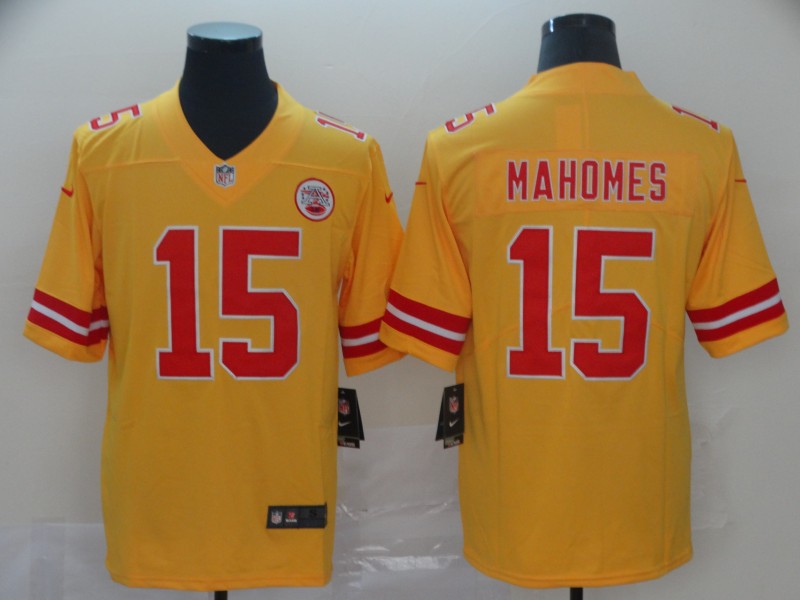 Men's Kansas City Chiefs Patrick Mahomes Yellow Player Game Jersey1 football jersey product view 1