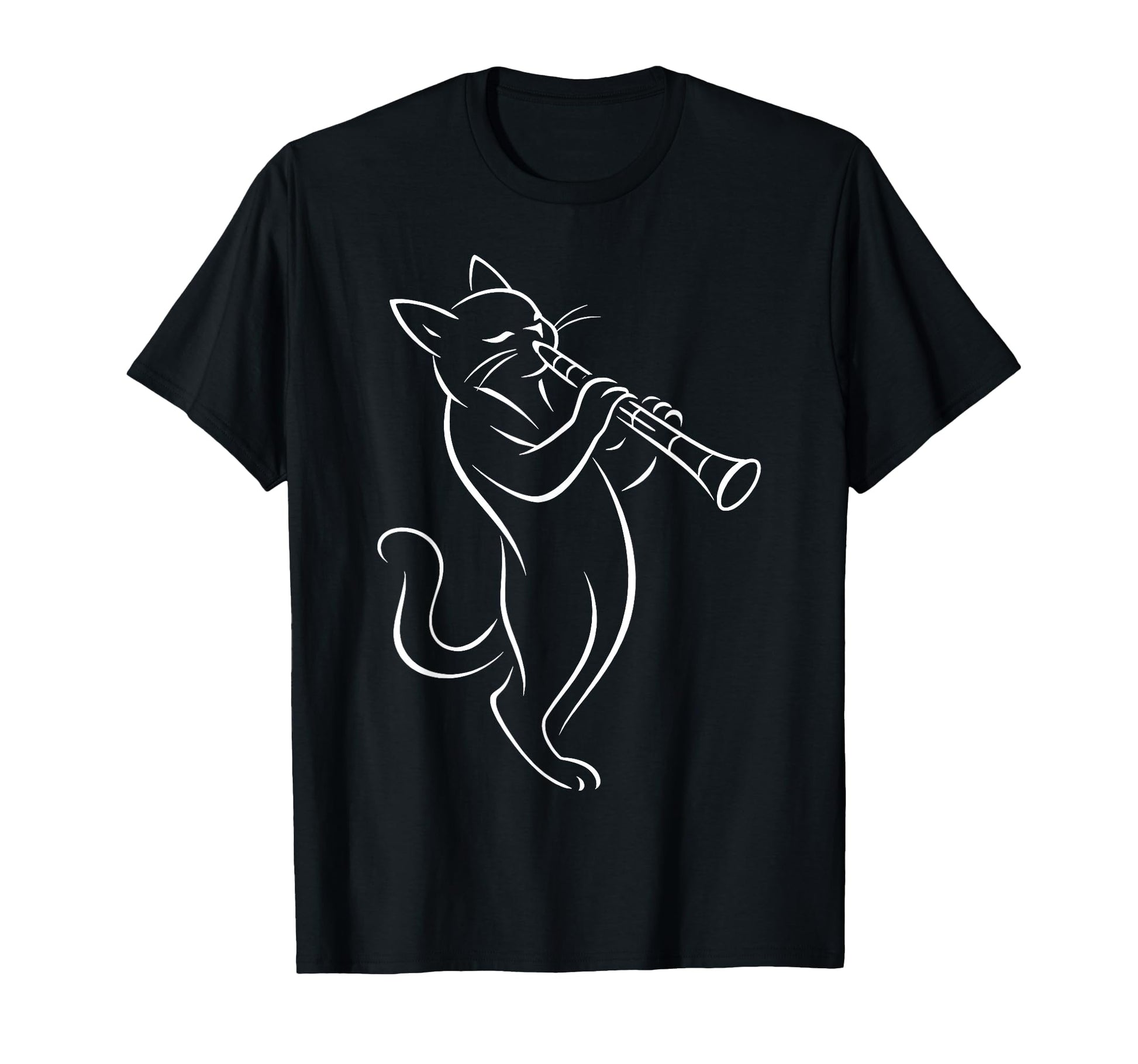 Cat Playing Clarinet Music Funny T-Shirt - Unique Graphic Men Women - T-Shirt, Sweatshirt, Hoodie