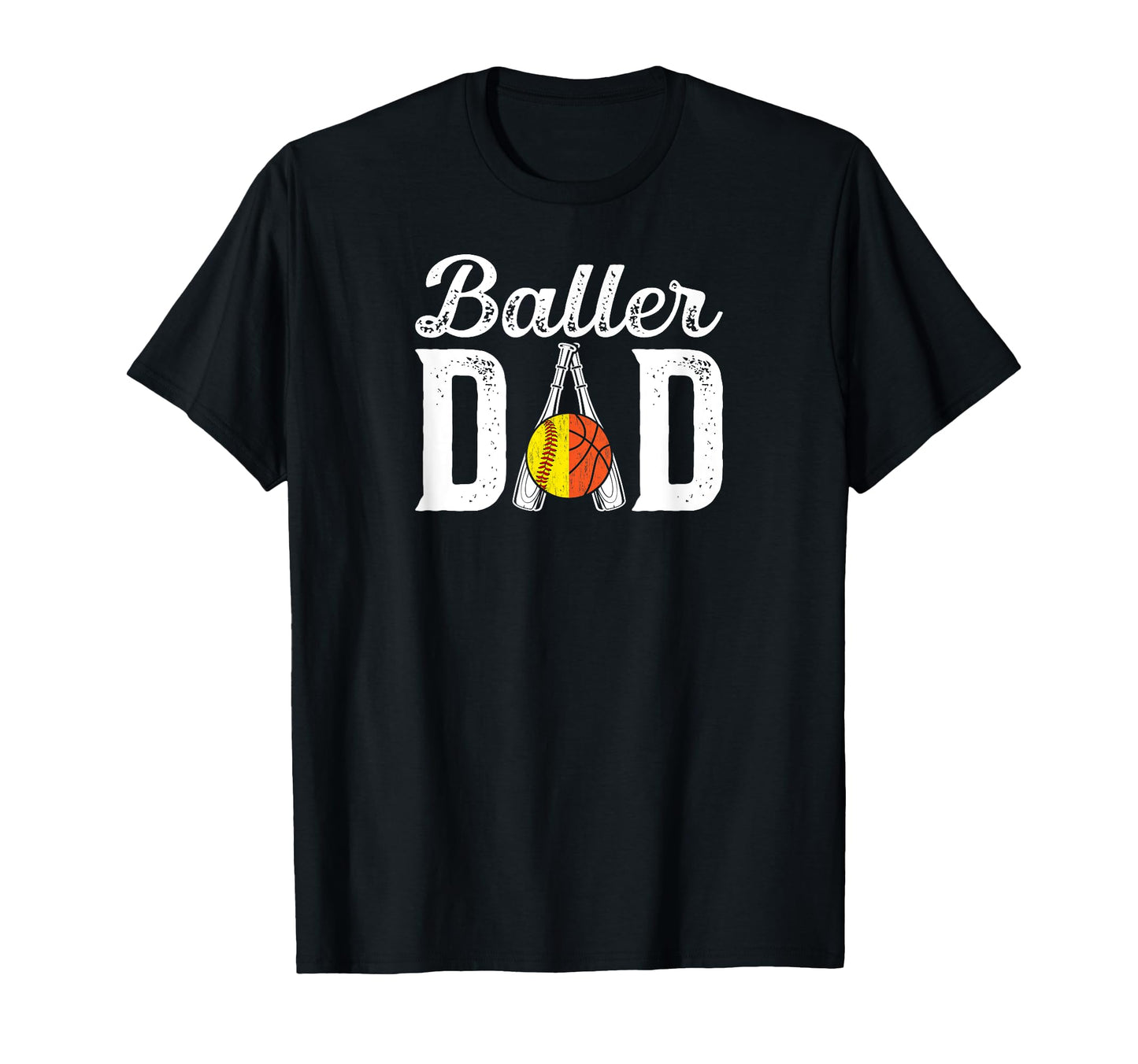 Baller Dad Proud Softball Basketball T-Shirt - Custom Art Print for Adults - T-Shirt, Sweatshirt, Hoodie
