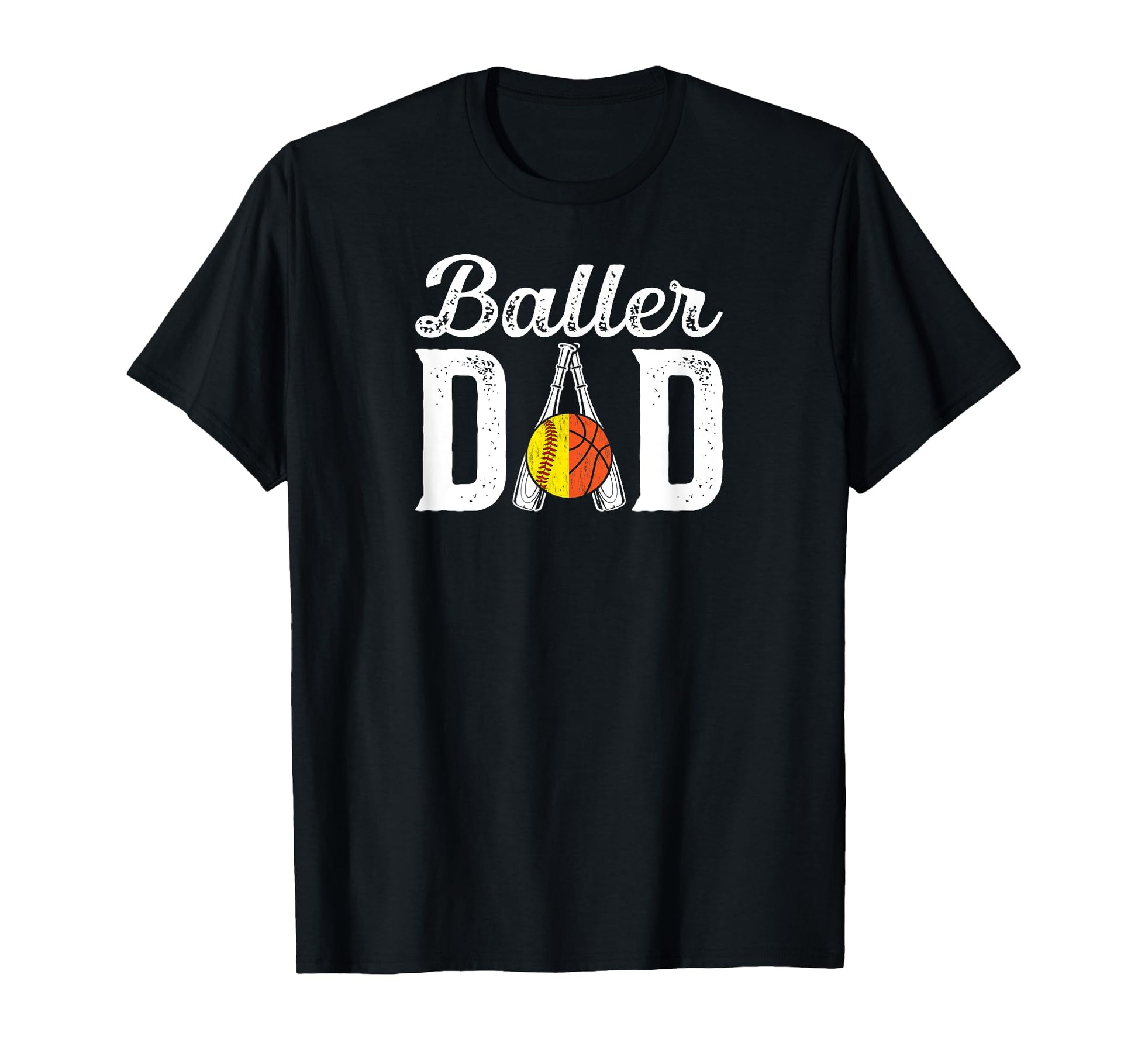 Baller Dad Proud Softball Basketball T-Shirt - Custom Art Print for Adults - T-Shirt, Sweatshirt, Hoodie