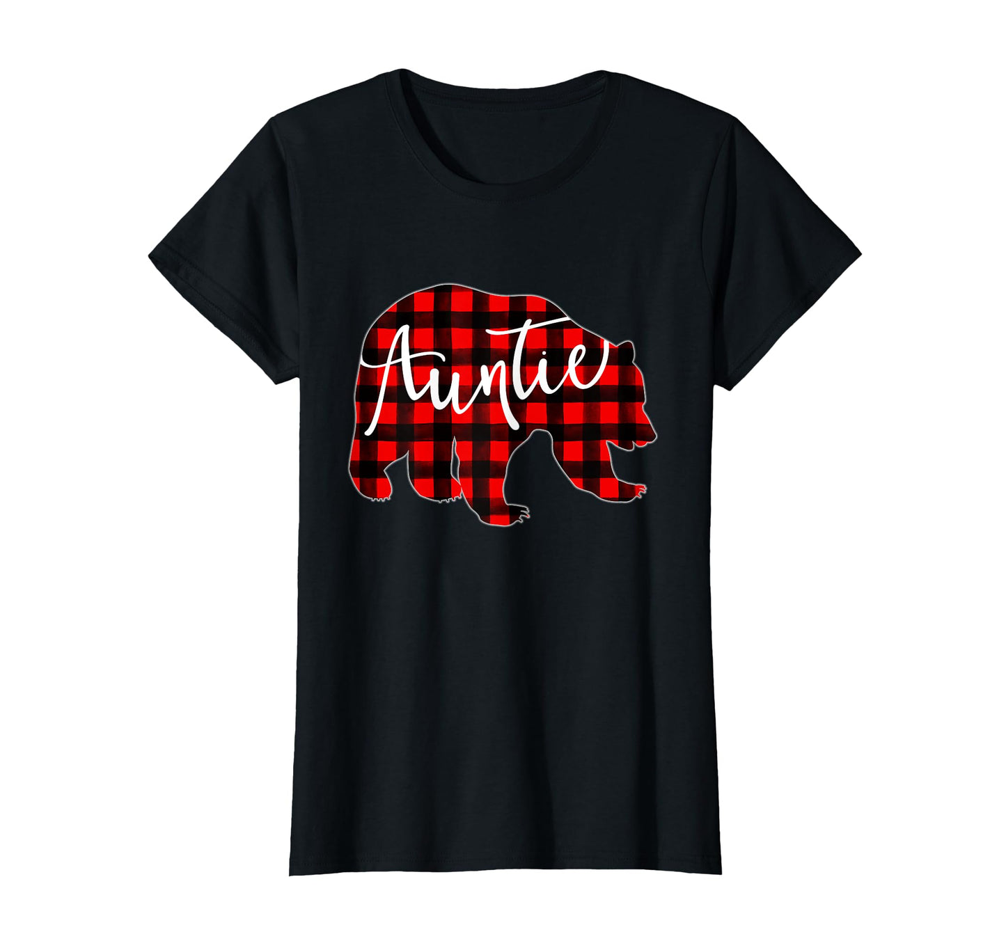 Red Plaid Auntie Bear Matching Family Eve T-Shirt - Novelty Apparel Unisex - T-Shirt, Sweatshirt, Hoodie