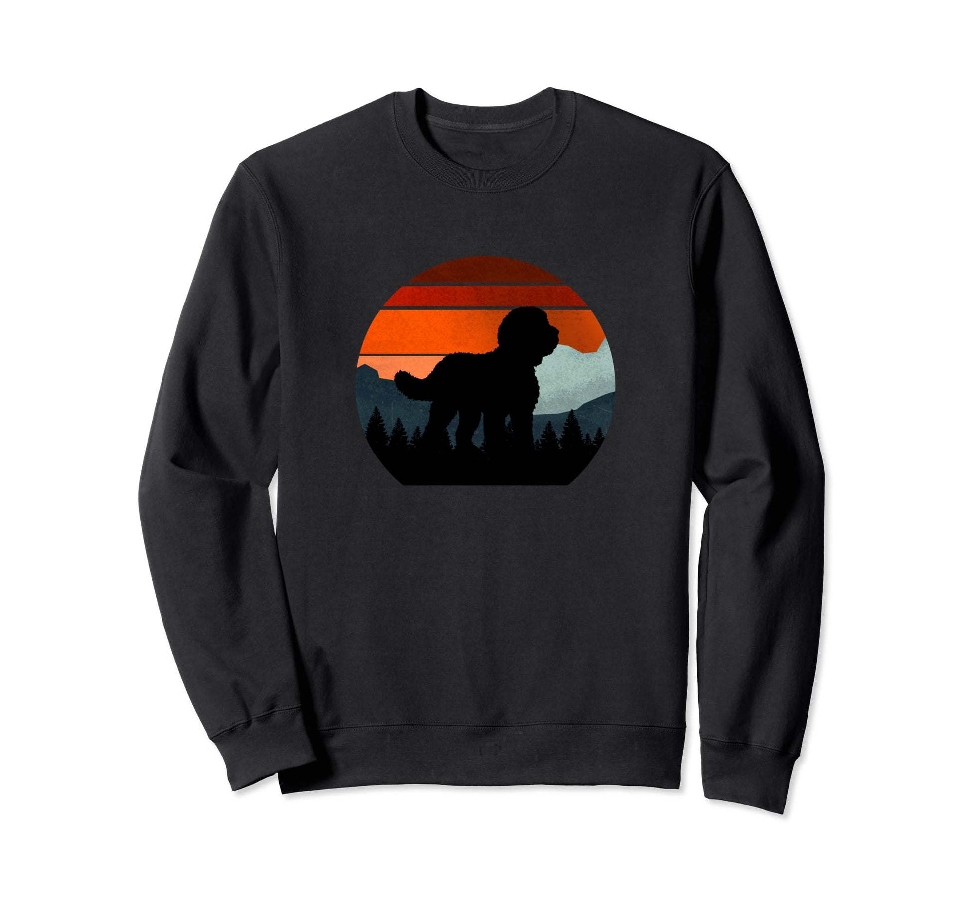 Sheepadoodle Dog Sunset Distressed Sweatshirt - Trendy Graphic Unisex - T-Shirt, Sweatshirt, Hoodie