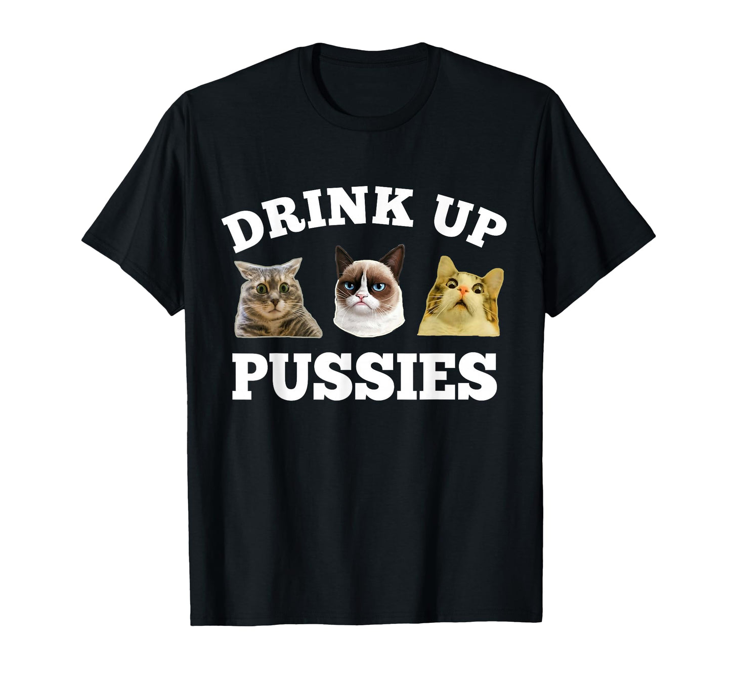 Drink Up Pussies Funny Cat Dad T-Shirt - Casual Everyday Wear Men Women - T-Shirt, Sweatshirt, Hoodie