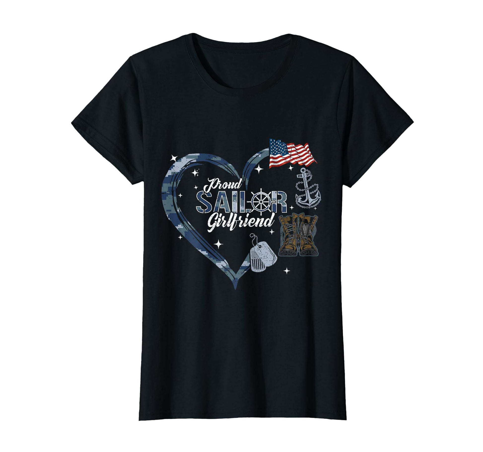 Proud Sailor Girlfriend Anchor Heart T-Shirt - Custom Art Print Unisex - T-Shirt, Sweatshirt, Hoodie