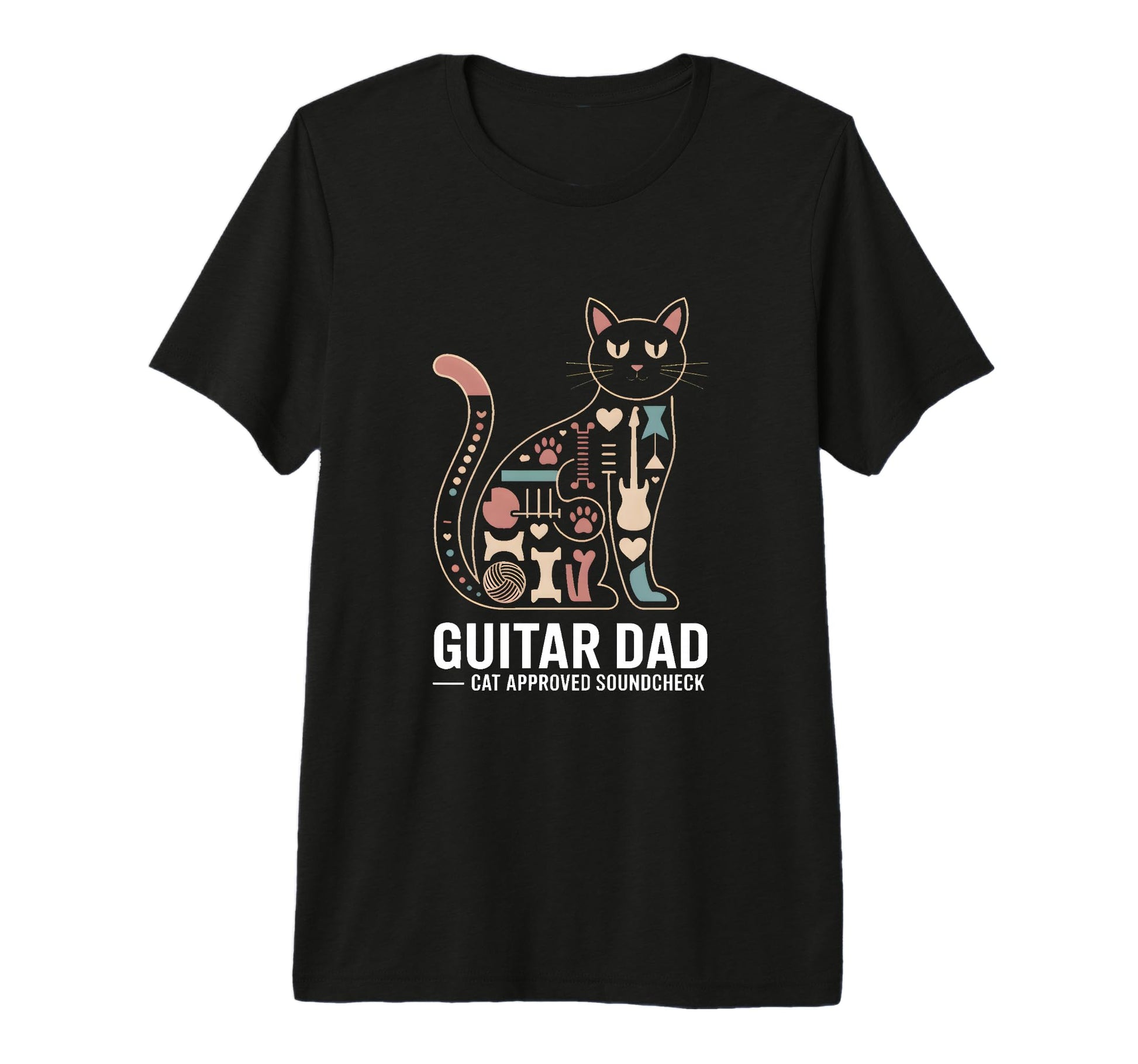 Funny Guitar Dad Cat Approved T-Shirt - Minimalist Print Men Women - T-Shirt, Sweatshirt, Hoodie