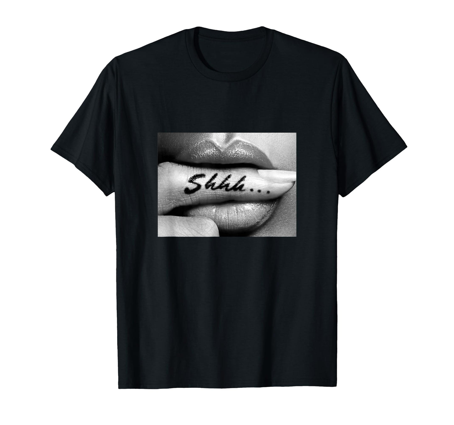 Shhh Finger Lips Sexy Finger Mouth Hoodie - Trendy Graphic Unisex - T-Shirt, Sweatshirt, Hoodie